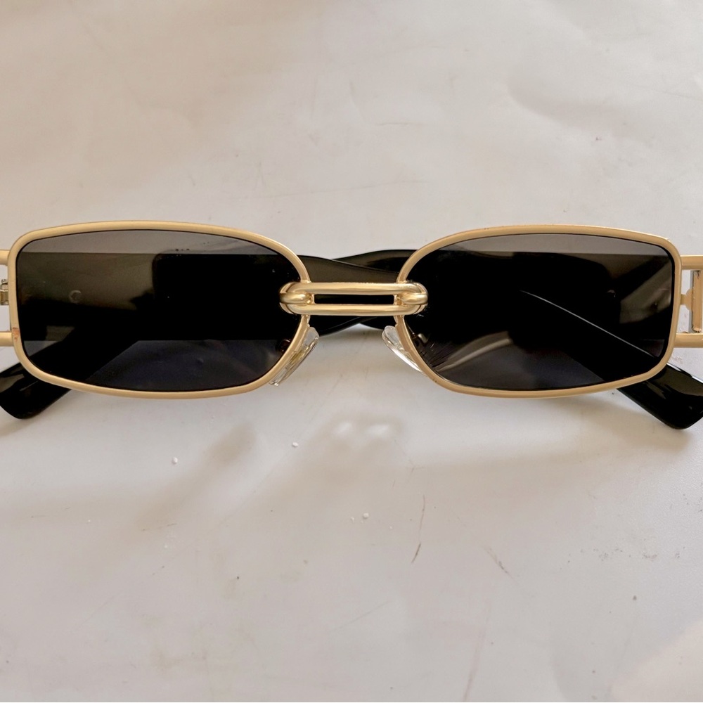 Gold and Black Oversized Sunglasses with Double Bridge